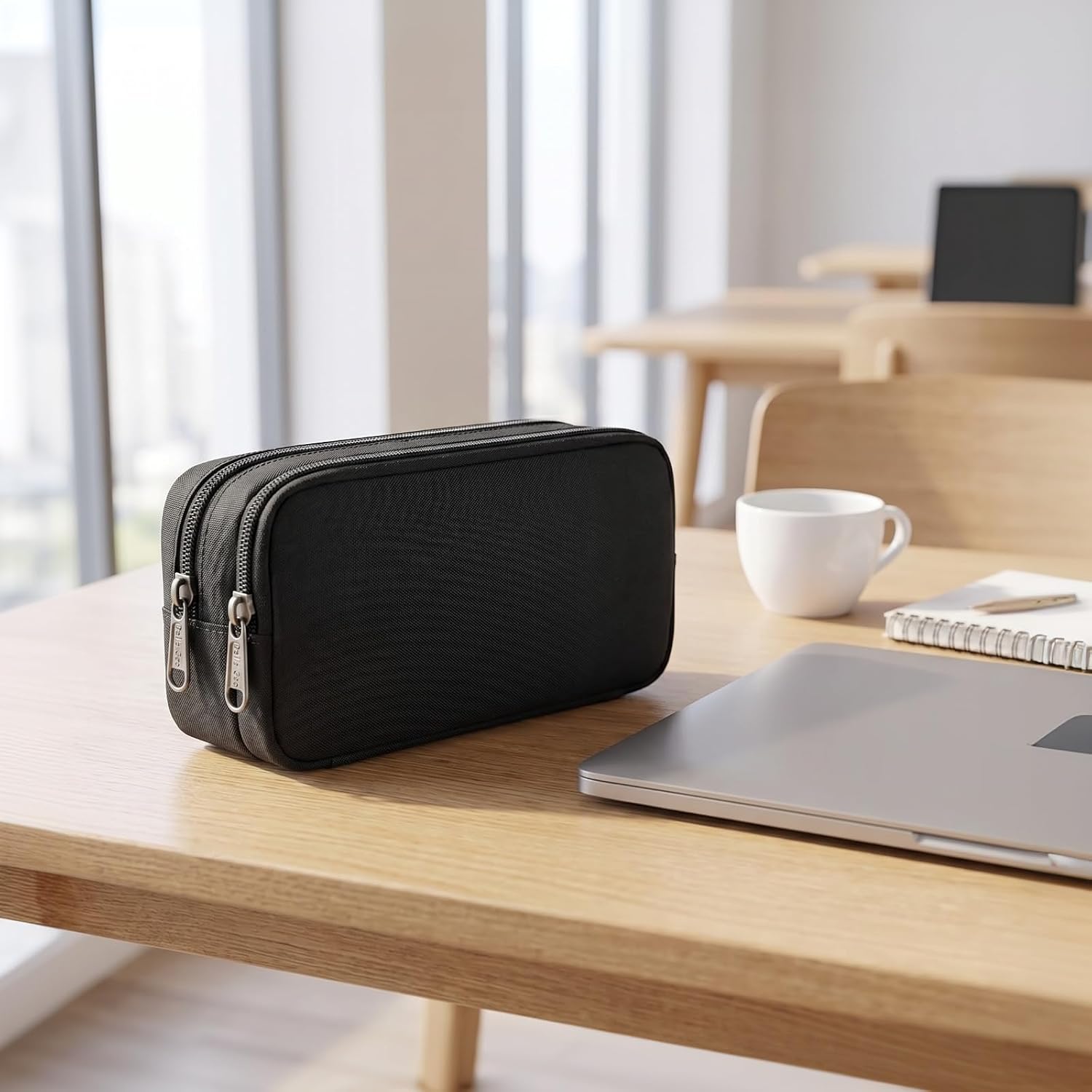 Della Gao Large Pencil Case. Big Capacity Pencil Pouch with 2 Compartments. Office Pencil Bag with Zipper. Big Pen Case for Adults (01-Black) - Image 6