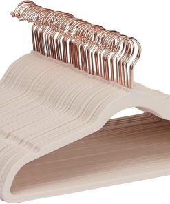 Amazon Basics Space Saving Slim Velvet Non-Slip Suit Clothes Hangers. Sturdy Construction. Closet Organizer. Pack of 50. Blush Pink/Rose Gold